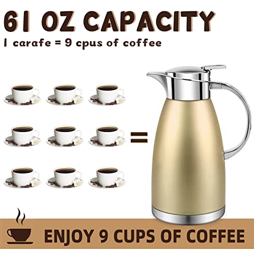 61oz Coffee Carafe Airpot Insulated Coffee Urn Stainless Steel Vacuum Thermal Pot Flask Dispenser for Coffee