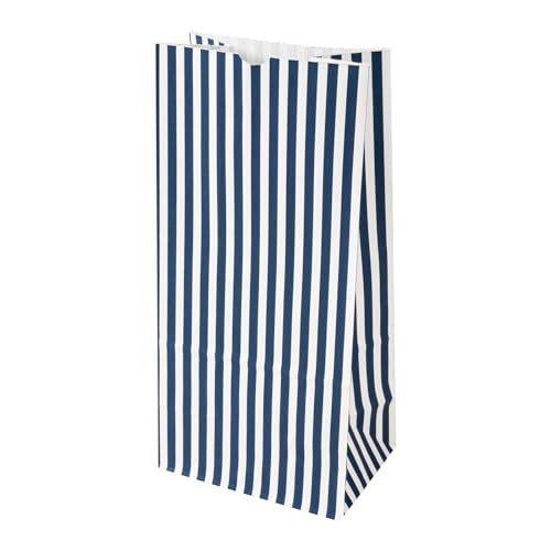 Blue And White Stripe Paper Bag (100 Count)