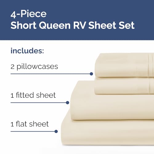 Short Queen Size 4 Piece Bed Sheet Set