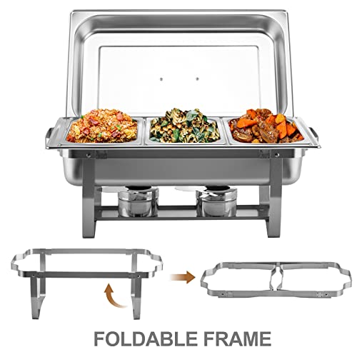 4 Pack 8 Qt Stainless Steel Chafing Dish Buffet Set for Catering (4 Count)