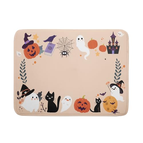Fuuny Ghost Dish Drying Mats Holiday Decor Drying Pad Black Cat Drainer Rack Mats for Coffee Bar 18 X 24 Inch