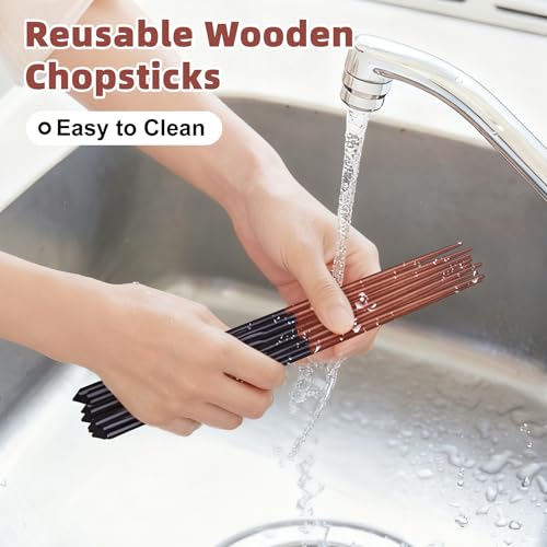 5 Pairs Hardwood Chopsticks Reusable Japanese Style Natural Wood Chop Stick Hand