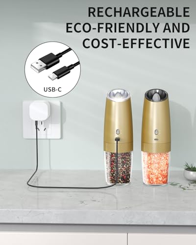 Gravity Electric Salt and Pepper Grinder Set with 2 (2 Count)