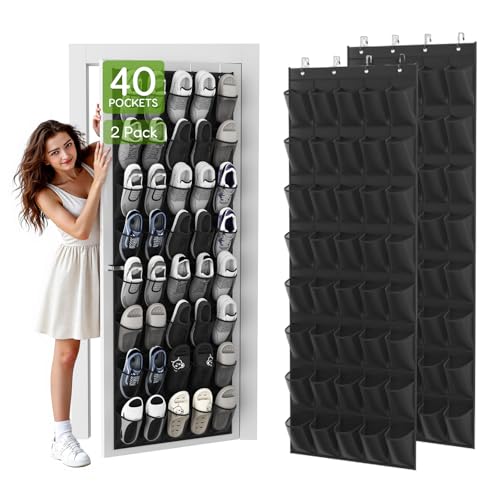 Over the Door Shoe Organizer with 40 Large Breathable Mesh Pockets