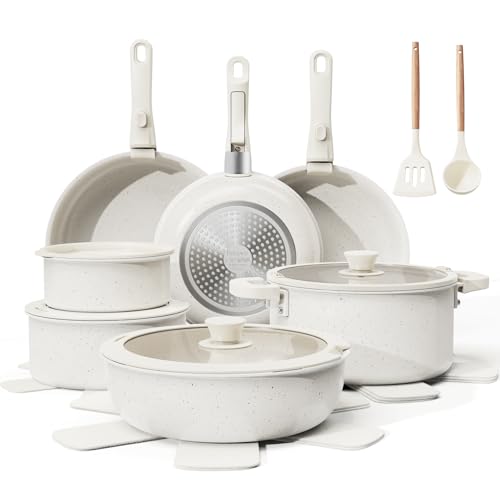 22 Piece Pots and Pans Set Non Stick with Removable Handles