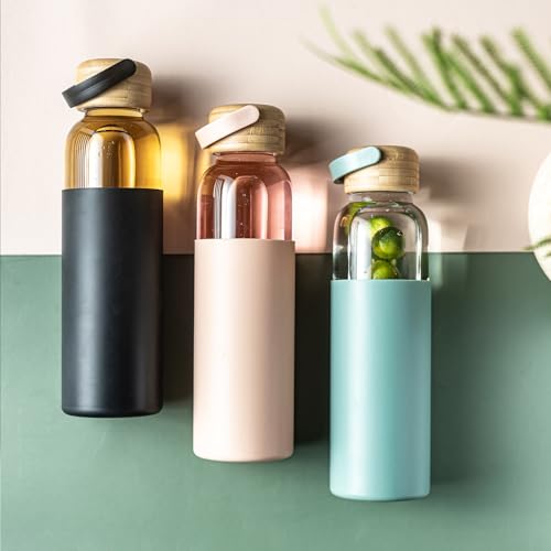 21oz Borosilicate Glass Water Bottles with Silicone Non