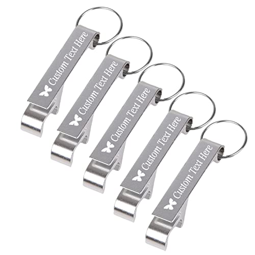 5PCS Personalized Bottle Opener Keychain Bulk Custom Beer Bottle Opener with Logo Text Engraved Wedding Bottle Opener Favors Customized Gifts for Guests Baby Shower Birthday Party (5 Count)