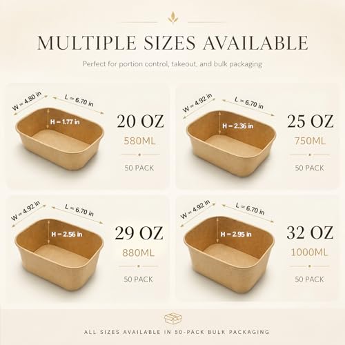 50 Pack 32 OZ Large Paper Bowls with Lids (50 Count)