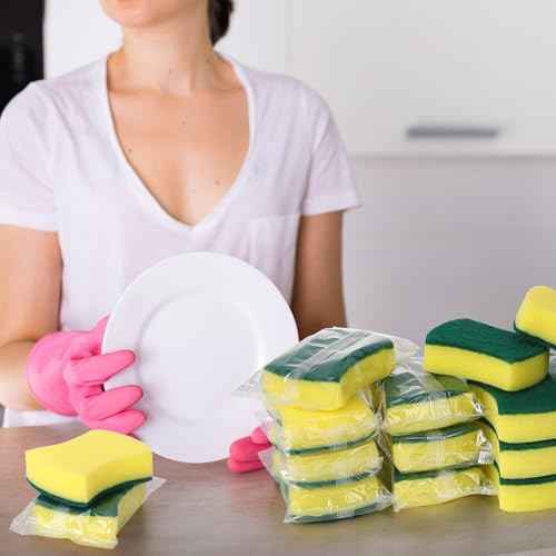 50 Pcs Individually Wrapped Sponges Uncompressed Green (100 Count)