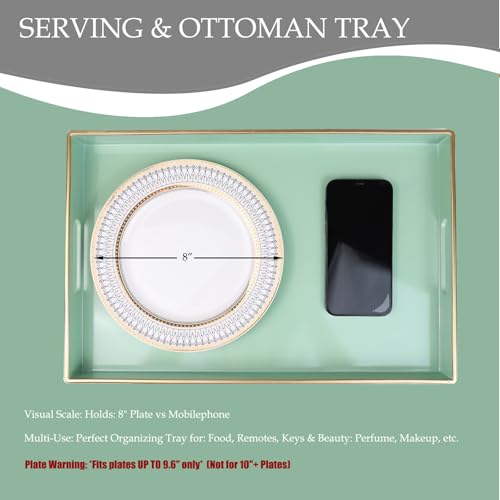 Green Decorative Serving Tray with Handles