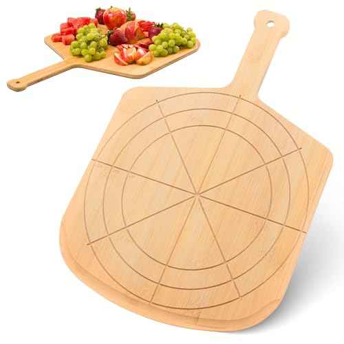 Wooden Pizza Peel 12 Inch Board with Engraved Sizes