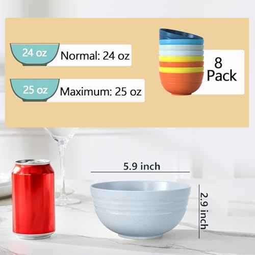 24 OZ Wheat Straw Cereal Bowls Set of 8 (24 Ounce)