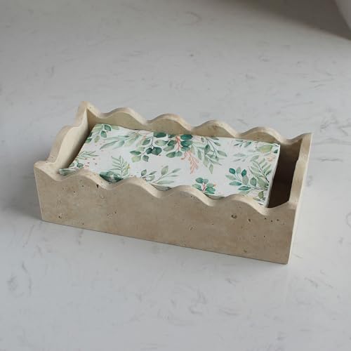 Natural Travertine Guest Towel Holder 9.8" × 4.9" for Bathroom