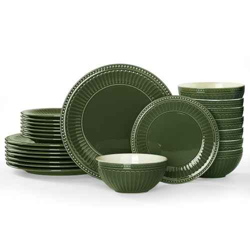 Ceramic Plates and Bowls Sets (24 Count)