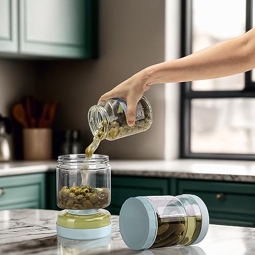 Glass Pickle Jar with Strainer Flip (34 Ounce)