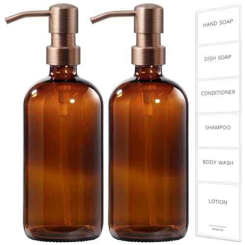 Amber Glass Soap Dispenser (2 Count)