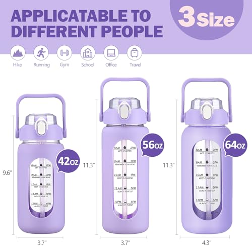 42oz Glass Water Bottles with Straw