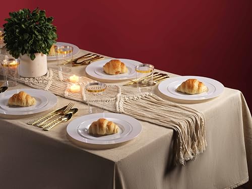 100 Elegant White Plastic Plates Set (100 Count)