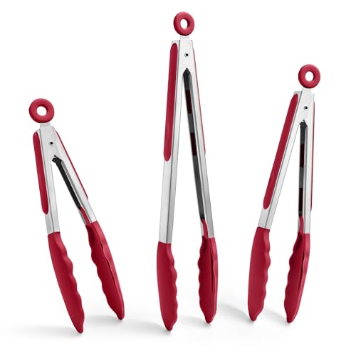 Kitchen Tongs with Silicone Tips for Cooking Serving