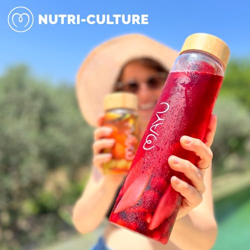 Pure Glass Reusable Water Bottle with Bamboo Lid