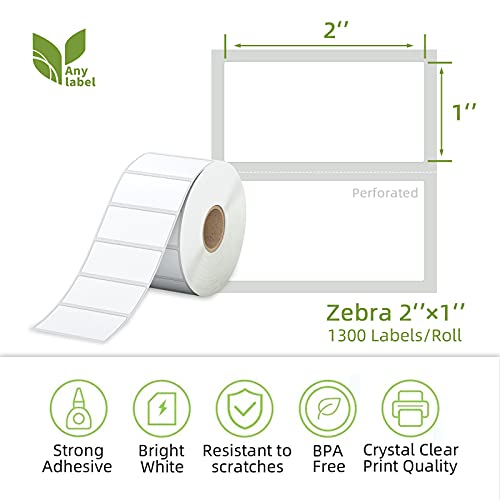Compatible 2" x 1" Direct Thermal Labels Replacement for Barcodes Postage Address Shipping Compatible with Rollo & Zebra Desktop Printers Adhesive & Perforated (24 Count)