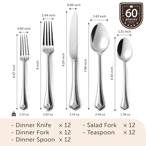60 Pcs Silverware Set (60 Count)