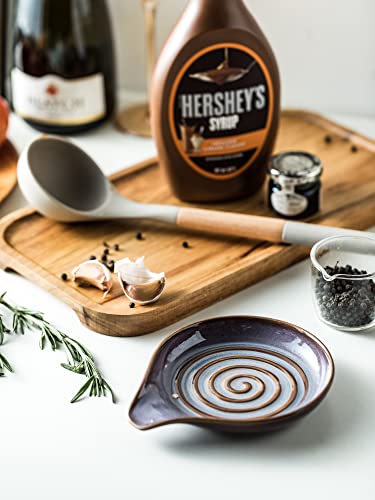 Spoon Rest Ceramic Spoon Holder with Deep Drip Tray for Stove Top