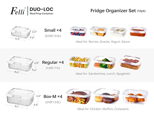 Duo Loc Meal Prep Container for Refrigerator (12 Count)