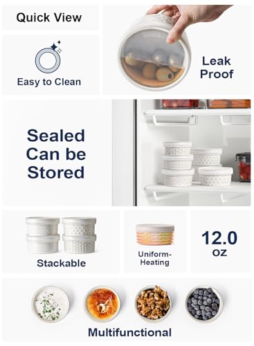 Ramekins Oven Safe with Lids (4 Count)