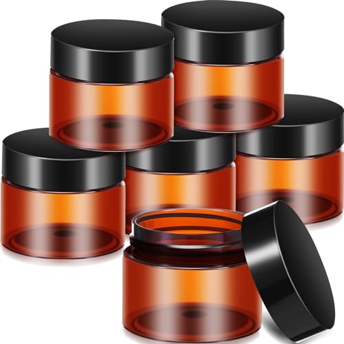 6 Pack Clear Container with Lids Small Plastic Pot Jars Wide Mouth Round Leak Proof Plastic Container Jars with Lid for Travel Storage