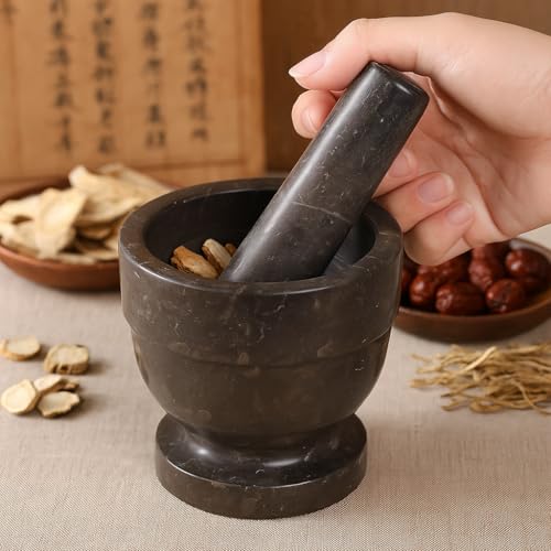 Natural Charcoal Marble Mortar & Pestle