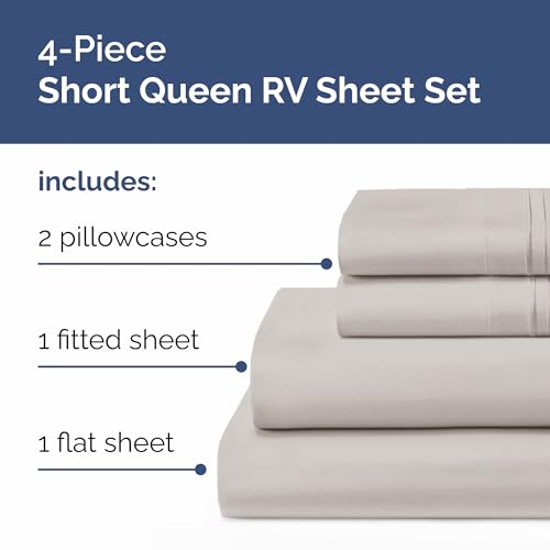 Short Queen Size 4 Piece Bed Sheet Set