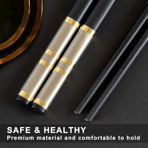 Chopsticks Reusable 5 Pairs Fiberglass Chopsticks Dishwasher Safe Square Lightweight Non