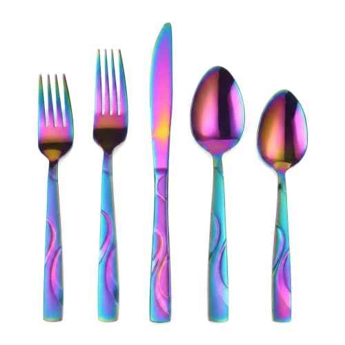 60 Piece Rainbow Silverware Set for 12 (60 Count)