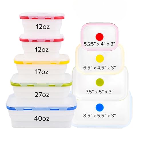 Collapsible Food Storage Containers with Lids (5 Count)