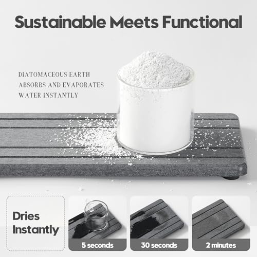 2PCS Diatomite Quick Stone Drying Tray Mat For Bathroom & Kitchen Counter (2 Count)