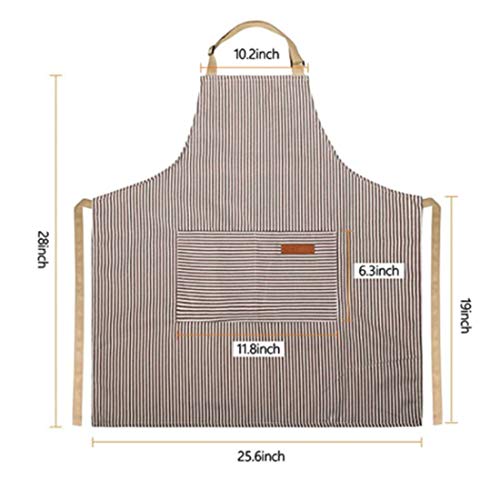 Adjustable Bib Apron with 2 Pockets Cooking Kitchen Cotton Aprons for Women Men Chef Restaurant BBQ Painting Crafting