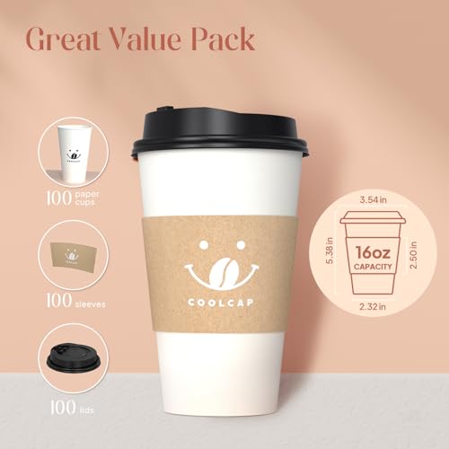 Coffee Cups with Lids and Sleeves (100 Count)