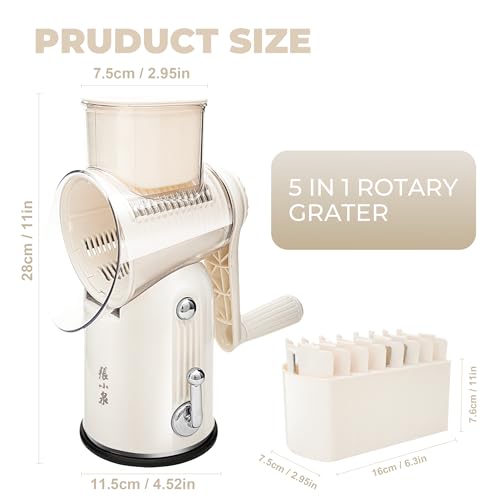 Rotary Cheese Grater 5 Blades Mandoline Slicer for Vegetable