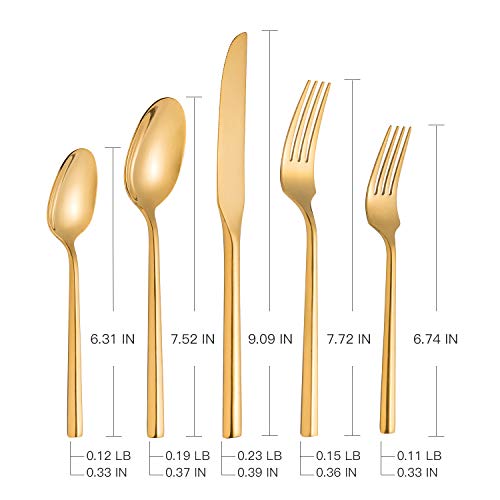 Gold Silverware with Hexagon Handle 45