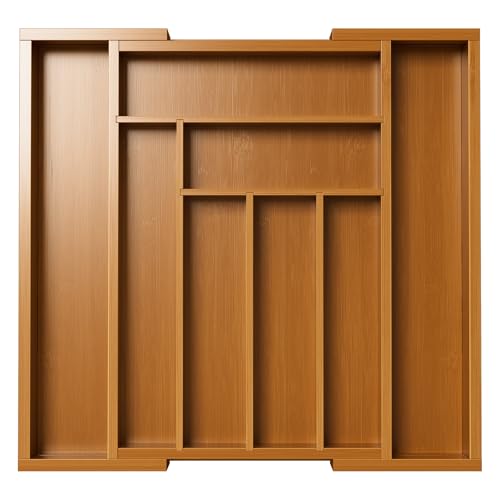 Bamboo Expandable Silverware Drawer Organizer