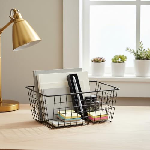 Metal Black Large Wire Basket Food Storage Organizer (2 Count)