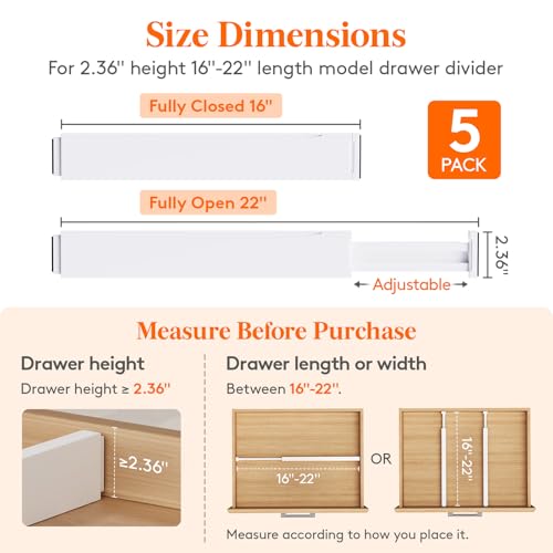 2.36" Upgrade Kitchen Drawer Dividers (5 Count)