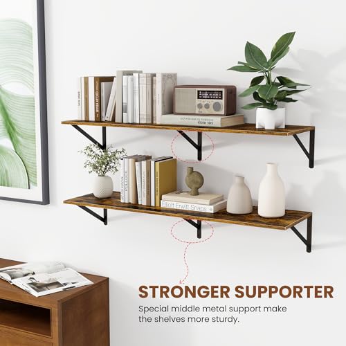 40W x 12D Deep Floating Shelves Set of 2 Rustic Brown (2 Count)