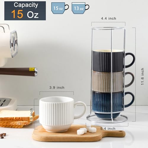 Coffee Mug Set of 4 with Holder