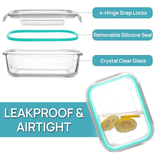 5 Pack 35oz Glass Food Storage Containers with Lids (5 Count)