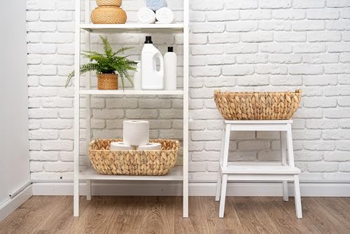 Water Hyacinth Storage Baskets with Wooden Handles (2 Count)