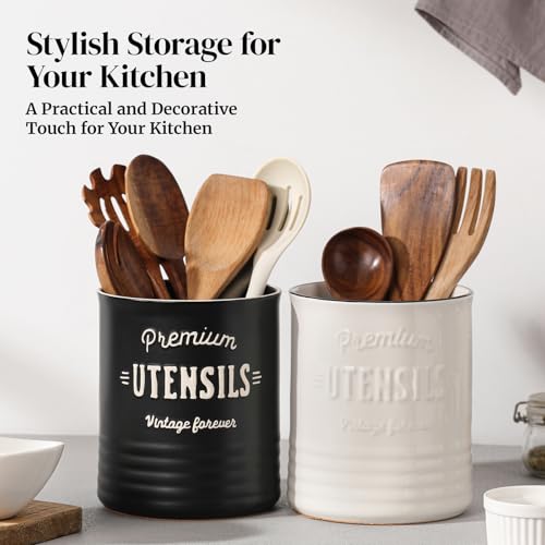 7.2" Large Ceramic Utensil Holder for Kitchen Counter