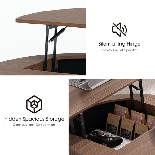 Round Lift Top Coffee Table with Storage