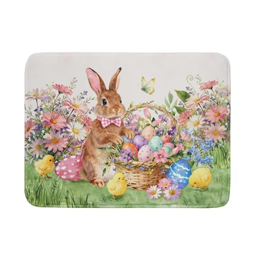 Easter Rabbit Eggs Dish Drying Mat for Kitchen Counter 18x24 Inch Spring Flowers Large Microfiber Dish Drainer Rack Mats